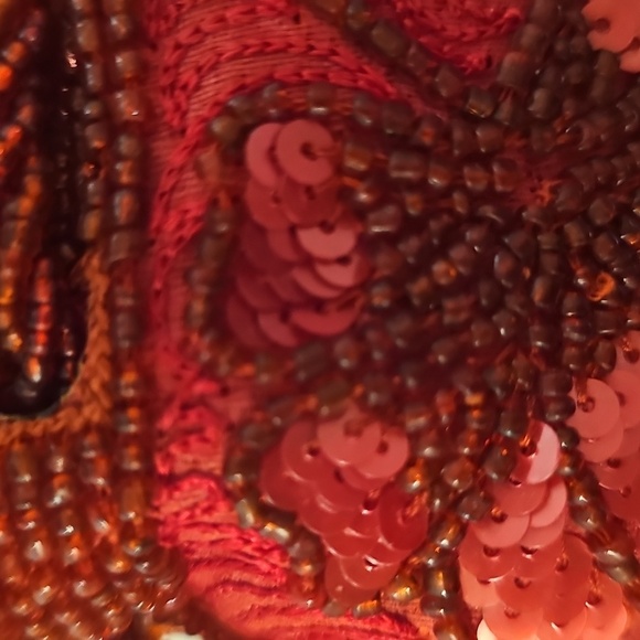 "Eyeful" Vintage Elegant Red Sequin and Beaded Party Clutch, Made in India. - Picture 7 of 13